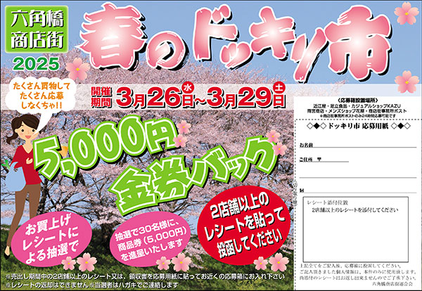六角橋商店街2025年春のドッキリ市金券バックキャンペーン